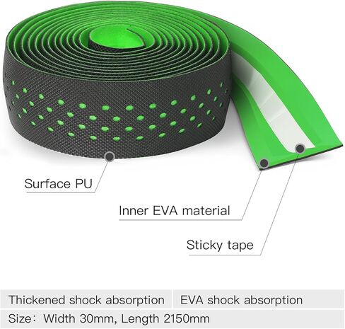 شريط مقود BOLANY لدراجة الطريق، 2 شريط من إسفنج EVA على سطح البولي يوريثان مع مقابس نهائية in Kuwait