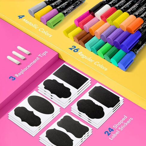 GOTIDEAL Chalk Markers, 30 Colors Liquid Chalk Markers for Blackboard in Kuwait