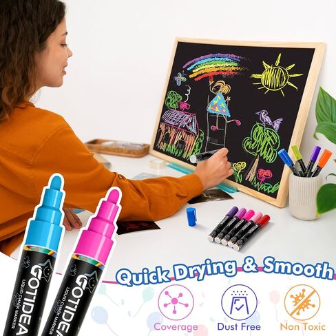 GOTIDEAL Chalk Markers, 30 Colors Liquid Chalk Markers for Blackboard in Kuwait