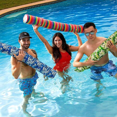 Mymersa Jumbo Swimming Pool Noodles ، طلاء الفينيل الناعم القائم على الماء ، والمعكرونة الرغوية المقاومة للأشعة فوق البنفسجية للسباحة والعائمة ، عوامات البحيرة ، تطفو البلياردو للبالغين. in Kuwait