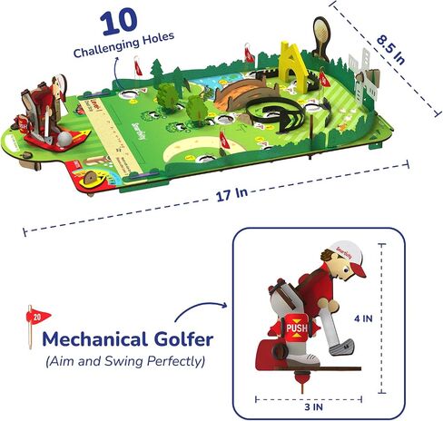 Smartivity Mini Golf Golf Table Game للأطفال الذين تتراوح أعمارهم بين 6-12 | بناء ملعب الجولف الخاص بك مع لاعب الجولف الميكانيكي و 10 ثقوب ممتعة | لعبة STEM هدية عيد ميلاد للبنين والبنات الذين تتراوح أعمارهم بين 6-12 in Kuwait