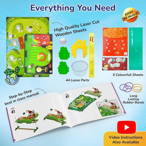 Smartivity Mini Golf Golf Table Game للأطفال الذين تتراوح أعمارهم بين 6-12 | بناء ملعب الجولف الخاص بك مع لاعب الجولف الميكانيكي و 10 ثقوب ممتعة | لعبة STEM هدية عيد ميلاد للبنين والبنات الذين تتراوح أعمارهم بين 6-12 in Kuwait