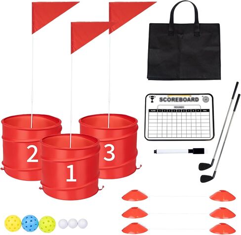 3 Holes-Outdoor Backyard Golf Game Set,Outdoor Yard Golf Chipping Game with 2 Clubs,Ball and Flag,Fun for All Crowd, Perfect for Beach,Park,Lawn and Camping in Saudi Arabia
