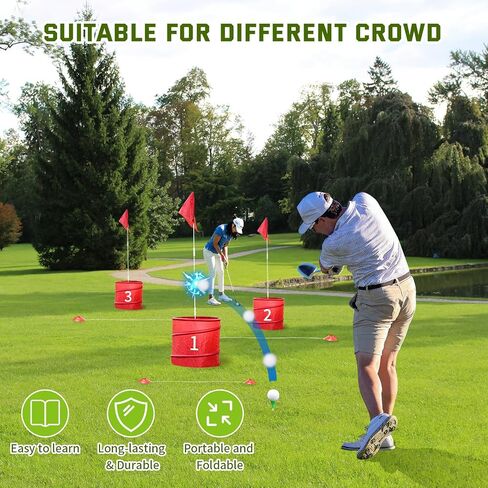 3 Holes-Outdoor Backyard Golf Game Set,Outdoor Yard Golf Chipping Game with 2 Clubs,Ball and Flag,Fun for All Crowd, Perfect for Beach,Park,Lawn and Camping in Saudi Arabia