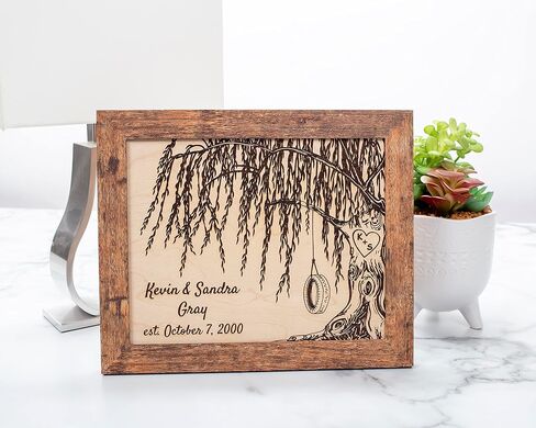 Personalized Engraved Willow Tree 8"x10" Picture Frame, Personalized Wedding Anniversary Gifts, Housewarming Gift, Gifts for Her, 9 Year Anniversary (Brwon Frame) in Saudi Arabia
