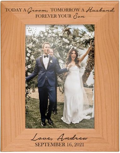 Parents of the Groom Picture Frame from Son - Today A Groom Tomorrow a Husband Forever Your Son Personalized Wedding Picture Frame - Wedding Gift for Mother and Father of Groom (5x7 Horizontal, Son) in Saudi Arabia