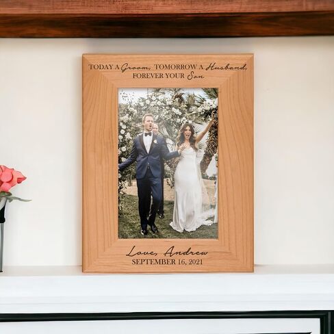 Parents of the Groom Picture Frame from Son - Today A Groom Tomorrow a Husband Forever Your Son Personalized Wedding Picture Frame - Wedding Gift for Mother and Father of Groom (5x7 Horizontal, Son) in Saudi Arabia