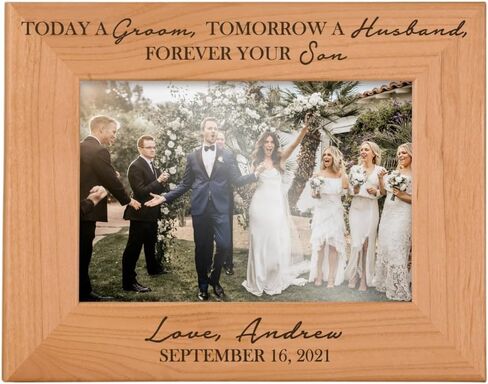 Parents of the Groom Picture Frame from Son - Today A Groom Tomorrow a Husband Forever Your Son Personalized Wedding Picture Frame - Wedding Gift for Mother and Father of Groom (5x7 Horizontal, Son) in Saudi Arabia