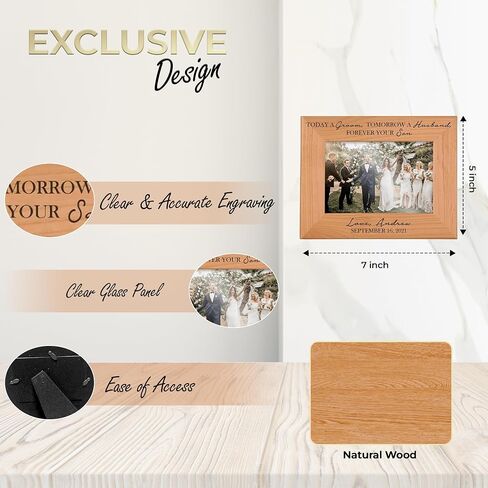 Parents of the Groom Picture Frame from Son - Today A Groom Tomorrow a Husband Forever Your Son Personalized Wedding Picture Frame - Wedding Gift for Mother and Father of Groom (5x7 Horizontal, Son) in Saudi Arabia