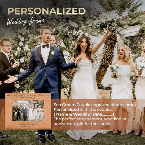 Parents of the Groom Picture Frame from Son - Today A Groom Tomorrow a Husband Forever Your Son Personalized Wedding Picture Frame - Wedding Gift for Mother and Father of Groom (5x7 Horizontal, Son) in Saudi Arabia