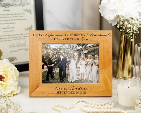 Parents of the Groom Picture Frame from Son - Today A Groom Tomorrow a Husband Forever Your Son Personalized Wedding Picture Frame - Wedding Gift for Mother and Father of Groom (5x7 Horizontal, Son) in Saudi Arabia