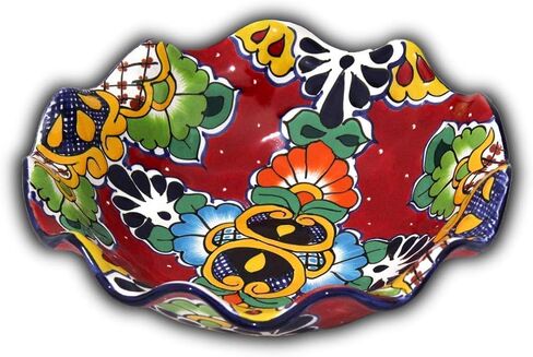 | Fruit Bowl - Decorative Plate - Hand Painted Mexican Pottery Talavera - 11.4" (Orange) in Saudi Arabia