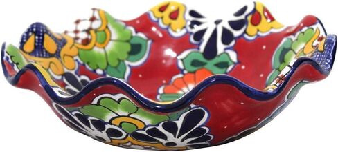 | Fruit Bowl - Decorative Plate - Hand Painted Mexican Pottery Talavera - 11.4" (Orange) in Saudi Arabia