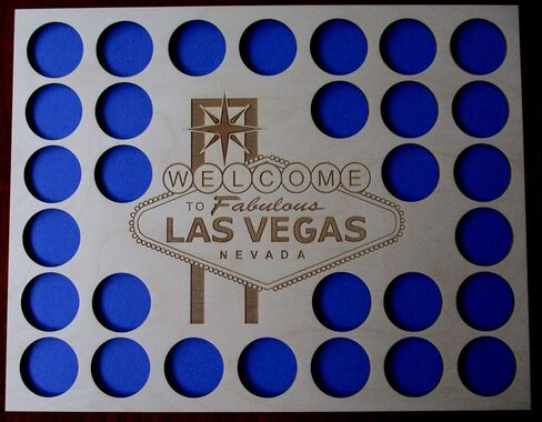 Las Vegas Poker Chip Display Insert, Laser-engraved Vegas logo, Poker Player Gift, Vegas poker, natural birch insert, holds 30 Casino chips, Welcome to Fabulous Las Vegas Nevada DOES NOT COME FRAMED in Saudi Arabia