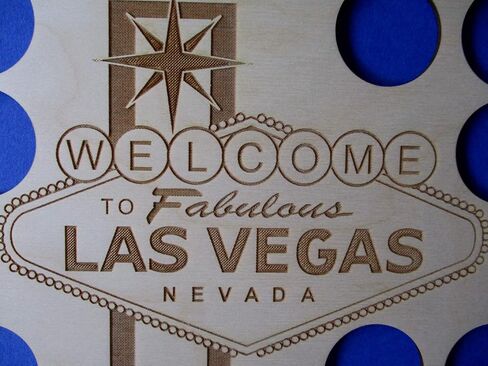 Las Vegas Poker Chip Display Insert, Laser-engraved Vegas logo, Poker Player Gift, Vegas poker, natural birch insert, holds 30 Casino chips, Welcome to Fabulous Las Vegas Nevada DOES NOT COME FRAMED in Saudi Arabia