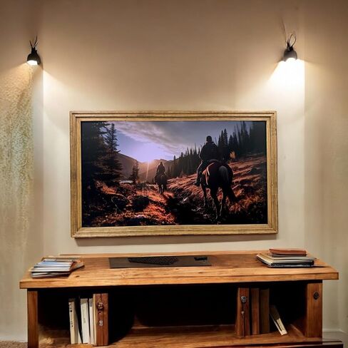 إطار تلفزيوني 55 بوصة لتلفزيون Hisense Canvas. إطار خشبي حقيقي ، إنهاء الخشب الفاتح الريفي (وليس للاستخدام مع الطرز الأخرى) in Kuwait