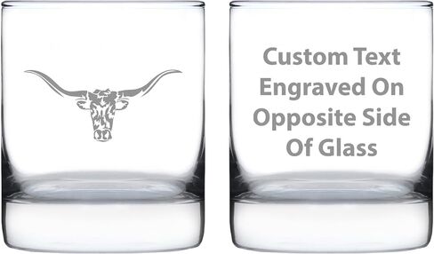 Longhorn Whiskey Rocks Glass - Western Themed Farm Decor and Gifts for Texan Ranchers - 10.25 Oz Glasses in Kuwait