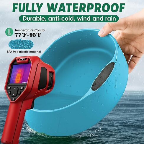 Heated Water Bowl for Dog Cat, Outdoor Warming Dog Bowl with Chew Resistant Power Cord, Waterproof Heat Pet Bowl Smart Heating in Winter Antifreeze for Dog Cat Chicken Duck, 125 fl oz (Teal Blue) in Saudi Arabia