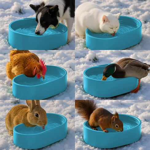 Heated Water Bowl for Dog Cat, Outdoor Warming Dog Bowl with Chew Resistant Power Cord, Waterproof Heat Pet Bowl Smart Heating in Winter Antifreeze for Dog Cat Chicken Duck, 125 fl oz (Teal Blue) in Saudi Arabia