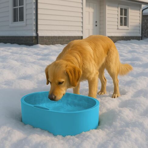 Heated Water Bowl for Dog Cat, Outdoor Warming Dog Bowl with Chew Resistant Power Cord, Waterproof Heat Pet Bowl Smart Heating in Winter Antifreeze for Dog Cat Chicken Duck, 125 fl oz (Teal Blue) in Saudi Arabia