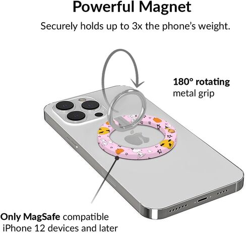 كافيار مخملي متوافق مع مقبض الهاتف MagSafe - حامل حلقي مغناطيسي مع حامل قابل للتعديل - ملحقات MagSafe قابلة للإزالة لأجهزة iPhone 12 و13 و14 و15 (أسود ليوبارد) in Kuwait