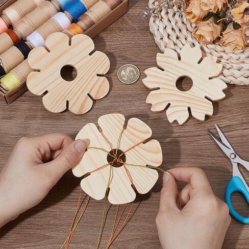 PH PandaHall 3 Styles Kumihimo Disk, 8 Slots Wood Braiding Disk Hand Rope Braiding Plate Weaving Plate Board Wooden Beading Cord Disc for Friendship Bracelets Knitting Crafting in Saudi Arabia