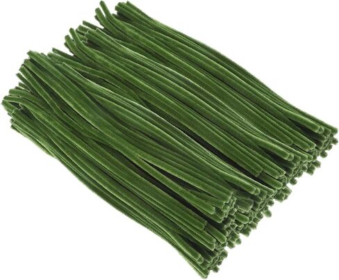 100 Pieces Green Pipe Cleaners, Pastel Pipe Cleaners Craft Supplies Bulk, Fluffy Chenille Stems DIY Handmade Art Project, Creative Crafts for Gift Wrapping, Party and Home Decorations (Green) in Kuwait