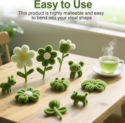 100 Pieces Green Pipe Cleaners, Pastel Pipe Cleaners Craft Supplies Bulk, Fluffy Chenille Stems DIY Handmade Art Project, Creative Crafts for Gift Wrapping, Party and Home Decorations (Green) in Kuwait