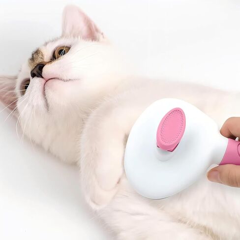 Cat Hair Brush, Cat Brush for Shedding with Metal Comb, Self Cleaning Pet Hair Brush with Release Button - Skin Friendly Deshedding Grooming Brush for Short and Long Haired Cats in Kuwait