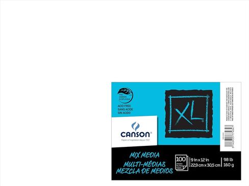 Canson XL Series Mix Media Media Paper ، وزن ثقيل ، نسيج جيد مع تحجيم ثقيل للوسائط الرطبة والجافة ، 98 رطلاً ، 9 × 12 بوصة ، 100 ورقة in Saudi Arabia