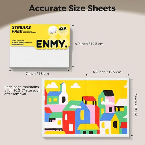 Enmy Enmy Acrylic Marker Sketch Pad ، 7 × 4.9 بوصة ورقة علامات مقاومة للنزف ، 140 رطل/300GSM كراسة رسم للوزن الثقيل ، 30 ورقة رسم لوحة الغراء مع الدعم الصعب للفنانين والطلاب in Kuwait