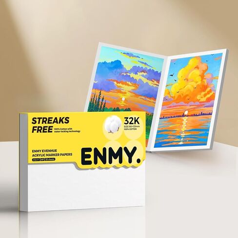 Enmy Enmy Acrylic Marker Sketch Pad ، 7 × 4.9 بوصة ورقة علامات مقاومة للنزف ، 140 رطل/300GSM كراسة رسم للوزن الثقيل ، 30 ورقة رسم لوحة الغراء مع الدعم الصعب للفنانين والطلاب in Kuwait