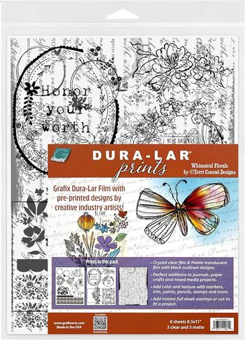 مطبوعات Grafix Dura-lar-الأزهار الغريبة من Terri Conrad ، الأفلام المطبوعة مسبقًا 005 "واضحة ومماثلة 8.5x11 ، والإضافات المثالية إلى المجلات ، والحرف الورقية ، ومشاريع الوسائط المختلطة ، وحزمة 6 أوراق in Saudi Arabia