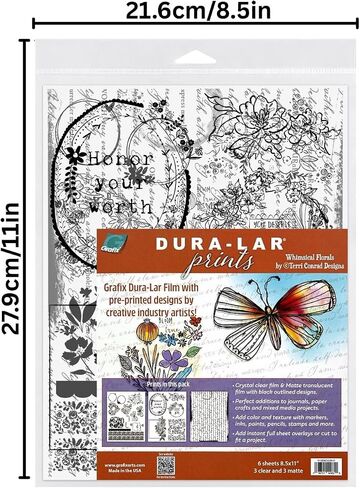 مطبوعات Grafix Dura-lar-الأزهار الغريبة من Terri Conrad ، الأفلام المطبوعة مسبقًا 005 "واضحة ومماثلة 8.5x11 ، والإضافات المثالية إلى المجلات ، والحرف الورقية ، ومشاريع الوسائط المختلطة ، وحزمة 6 أوراق in Saudi Arabia