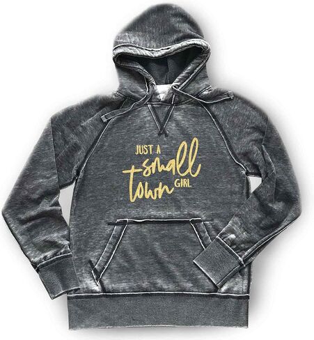 Just a Small Town Girl Hoodie Band Shirt Matte Sparkly Metallic Women's Ultra Soft Lightweight Quality Hooded Sweatshirt, Dark Grey in Saudi Arabia