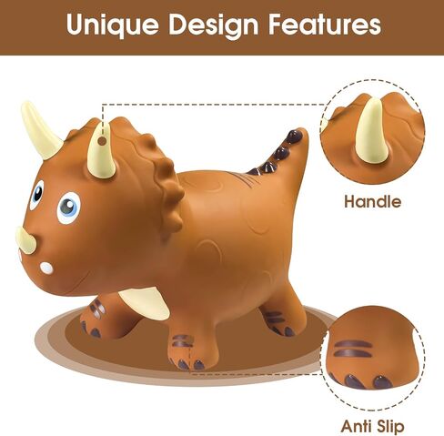 HotMax Dinosaur Bouncy Hopper Toys, Bouncy Horse for Toddlers, Inflatable Ride on Bouncy Animals, Bouncing Triceratops for Kids, Birthday Gift for 18 Months 2 3 4 Year Old Boy or Girl(Green) in Kuwait