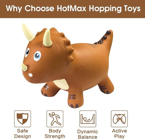 HotMax Dinosaur Bouncy Hopper Toys, Bouncy Horse for Toddlers, Inflatable Ride on Bouncy Animals, Bouncing Triceratops for Kids, Birthday Gift for 18 Months 2 3 4 Year Old Boy or Girl(Green) in Kuwait