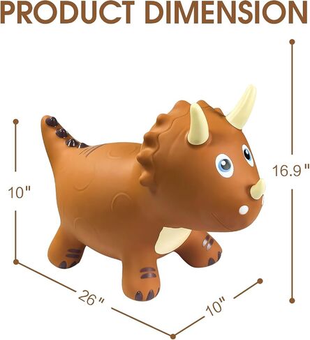 HotMax Dinosaur Bouncy Hopper Toys, Bouncy Horse for Toddlers, Inflatable Ride on Bouncy Animals, Bouncing Triceratops for Kids, Birthday Gift for 18 Months 2 3 4 Year Old Boy or Girl(Green) in Kuwait