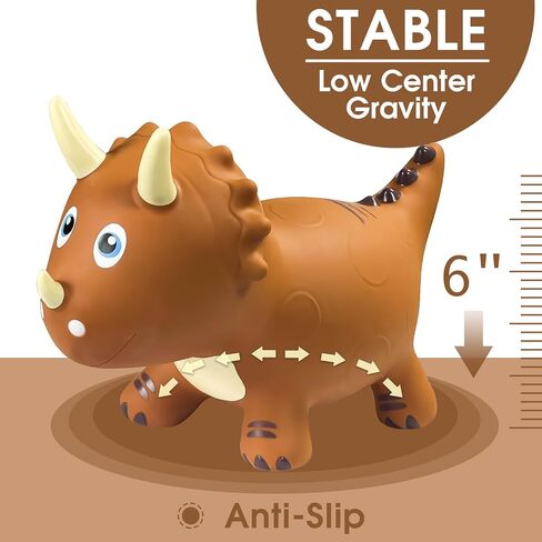 HotMax Dinosaur Bouncy Hopper Toys, Bouncy Horse for Toddlers, Inflatable Ride on Bouncy Animals, Bouncing Triceratops for Kids, Birthday Gift for 18 Months 2 3 4 Year Old Boy or Girl(Green) in Kuwait