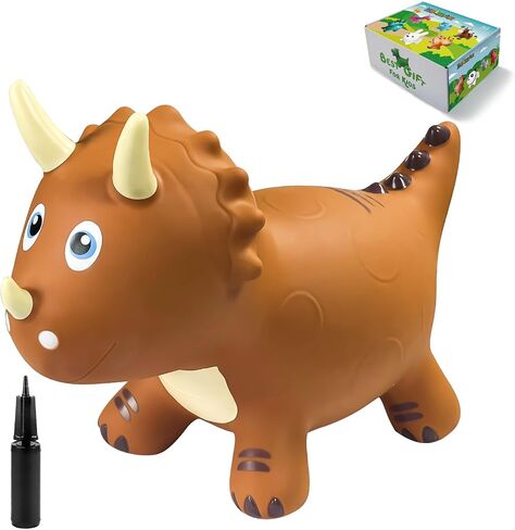 HotMax Dinosaur Bouncy Hopper Toys, Bouncy Horse for Toddlers, Inflatable Ride on Bouncy Animals, Bouncing Triceratops for Kids, Birthday Gift for 18 Months 2 3 4 Year Old Boy or Girl(Green) in Kuwait