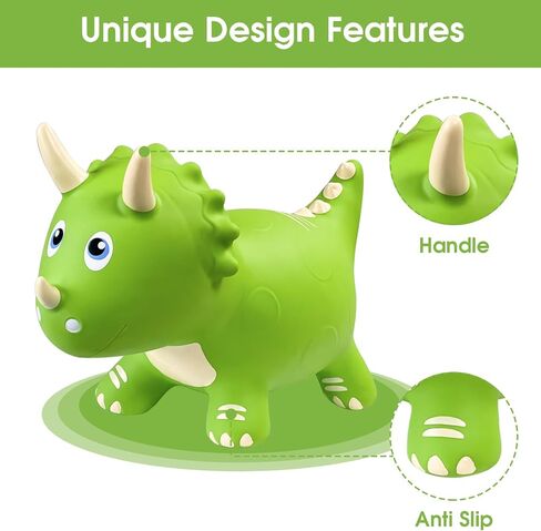 HotMax Dinosaur Bouncy Hopper Toys, Bouncy Horse for Toddlers, Inflatable Ride on Bouncy Animals, Bouncing Triceratops for Kids, Birthday Gift for 18 Months 2 3 4 Year Old Boy or Girl(Green) in Kuwait