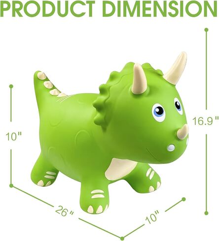 HotMax Dinosaur Bouncy Hopper Toys, Bouncy Horse for Toddlers, Inflatable Ride on Bouncy Animals, Bouncing Triceratops for Kids, Birthday Gift for 18 Months 2 3 4 Year Old Boy or Girl(Green) in Kuwait