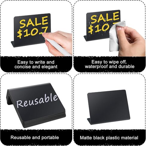 12pcs mini schalboard signs ، 4 "× 3" ملصقات طعام لبوفيه الحفلات ، لوحة تسجيلات الجدول القابلة لإعادة الاستخدام لحفلات الزفاف وحفلات أعياد الميلاد وعلامات لوحة الرسائل وتزيين الأحداث in Saudi Arabia
