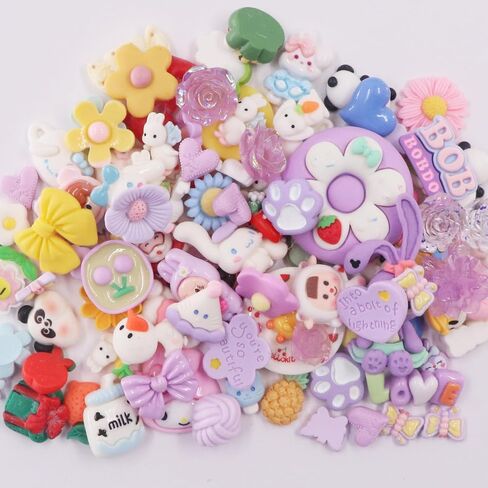 BOFUN 6 عبوات CRING GLUE CHLAY مع 60+ سحر الراتنج - DIY CASES KIT CRAFT للمجوهرات والمرايا و SCRAPBOOKING - سحر الولادة الرسوم المتحركة مع نصائح الأنابيب (أصفر بني) in Kuwait