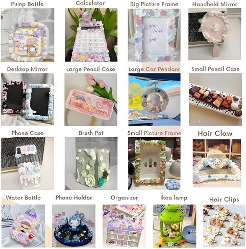BOFUN 6 عبوات CRING GLUE CHLAY مع 60+ سحر الراتنج - DIY CASES KIT CRAFT للمجوهرات والمرايا و SCRAPBOOKING - سحر الولادة الرسوم المتحركة مع نصائح الأنابيب (أصفر بني) in Kuwait