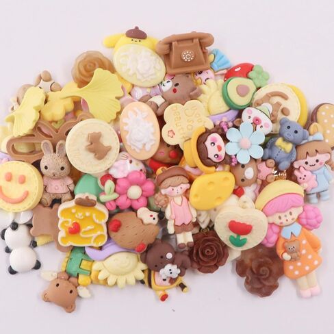 BOFUN 6 عبوات CRING GLUE CHLAY مع 60+ سحر الراتنج - DIY CASES KIT CRAFT للمجوهرات والمرايا و SCRAPBOOKING - سحر الولادة الرسوم المتحركة مع نصائح الأنابيب (أصفر بني) in Kuwait