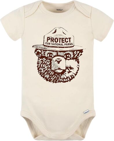 Smokey the bear protect our parks shirt outdoors toddler shirt state park nature baby girl baby boy shirt travel onesie national park kids T shirt (3T, Beige) in Kuwait