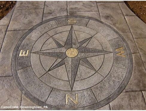 ختم الخرسانة "Round Compass" - 28 "قالب البولي يوريثان المرن لختم الأسمنت ، الجص ، حصيرة للطباعة ، أداة نسيج مزخرفة للأسطح الأفقية والرأسية ، دائمة وقابلة لإعادة الاستخدام in Saudi Arabia