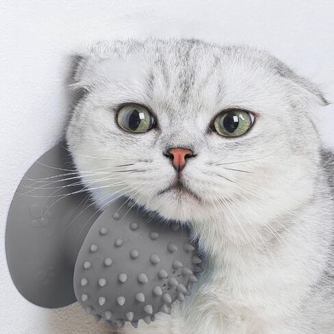 Cat Self Groomer مع أكواب شفط-فرشاة تدليك للحيوانات الأليفة المثبتة على الحائط ولقياح الفراء-Cat Scratch و Rub للقطط الداخلية-سهلة التثبيت ، 7x7x7.5 سم (وردي) in Kuwait