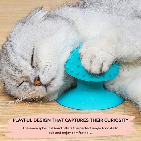 Cat Self Groomer مع أكواب شفط-فرشاة تدليك للحيوانات الأليفة المثبتة على الحائط ولقياح الفراء-Cat Scratch و Rub للقطط الداخلية-سهلة التثبيت ، 7x7x7.5 سم (وردي) in Kuwait